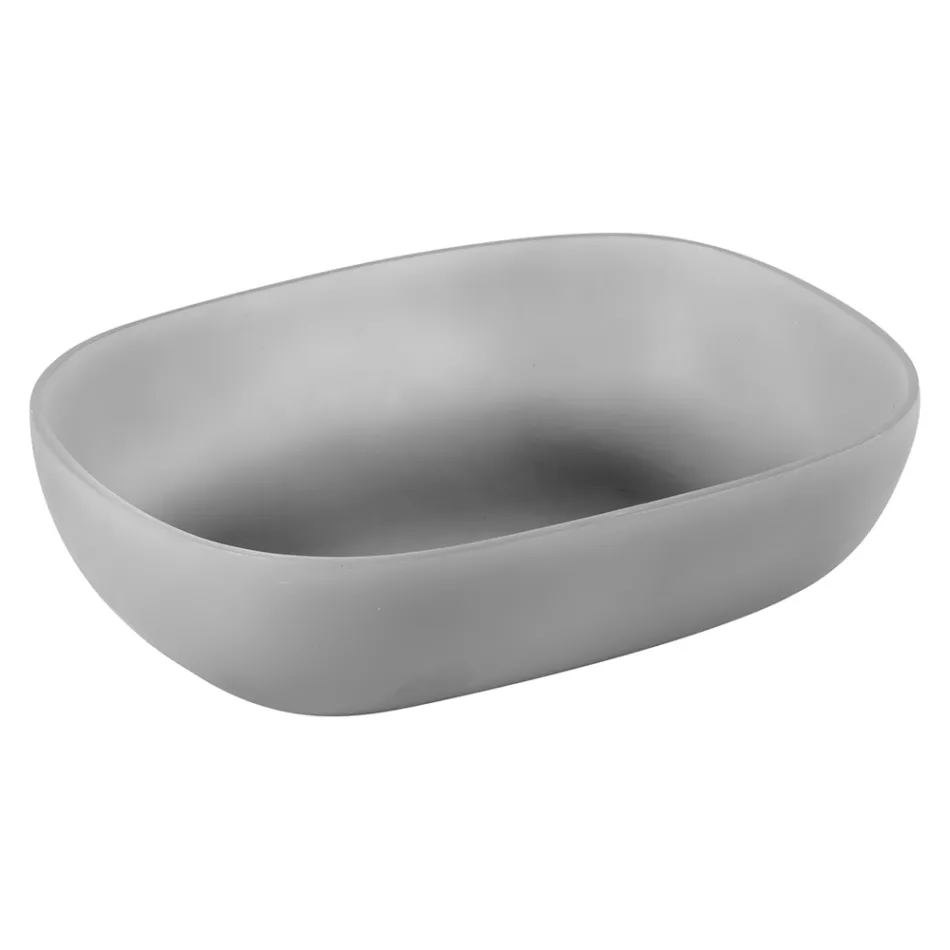 Grå badrumsmöbelkomposition med spegel och markskåp - Sylviane Viadurini