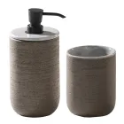 Grå badrumsmöbelkomposition med spegel och markskåp - Sylviane Viadurini