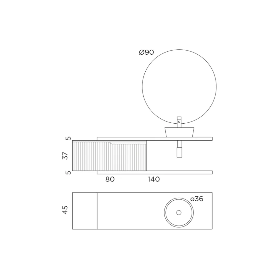 Tiffany blå och ek badrumskomposition med spegel tillverkad i Italien - Ermes Viadurini