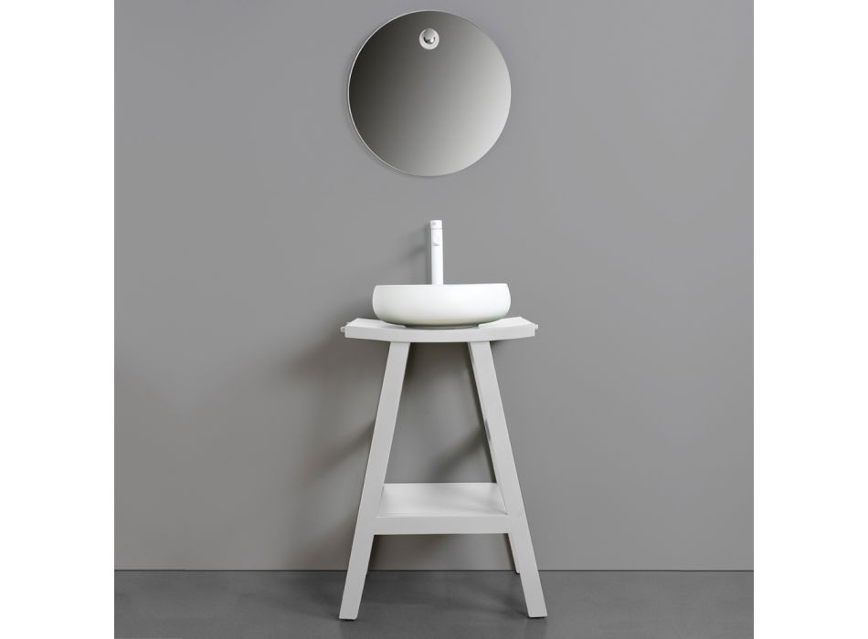 Vit badrumskomposition med lertillbehör och spegel - Maryse Viadurini