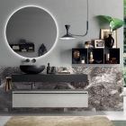 Badrumskomposition komplett med spegel, tvättställ, botten och topp tillverkad i Italien - Palom Viadurini