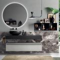 Badrumskomposition komplett med spegel, tvättställ, botten och topp tillverkad i Italien - Palom