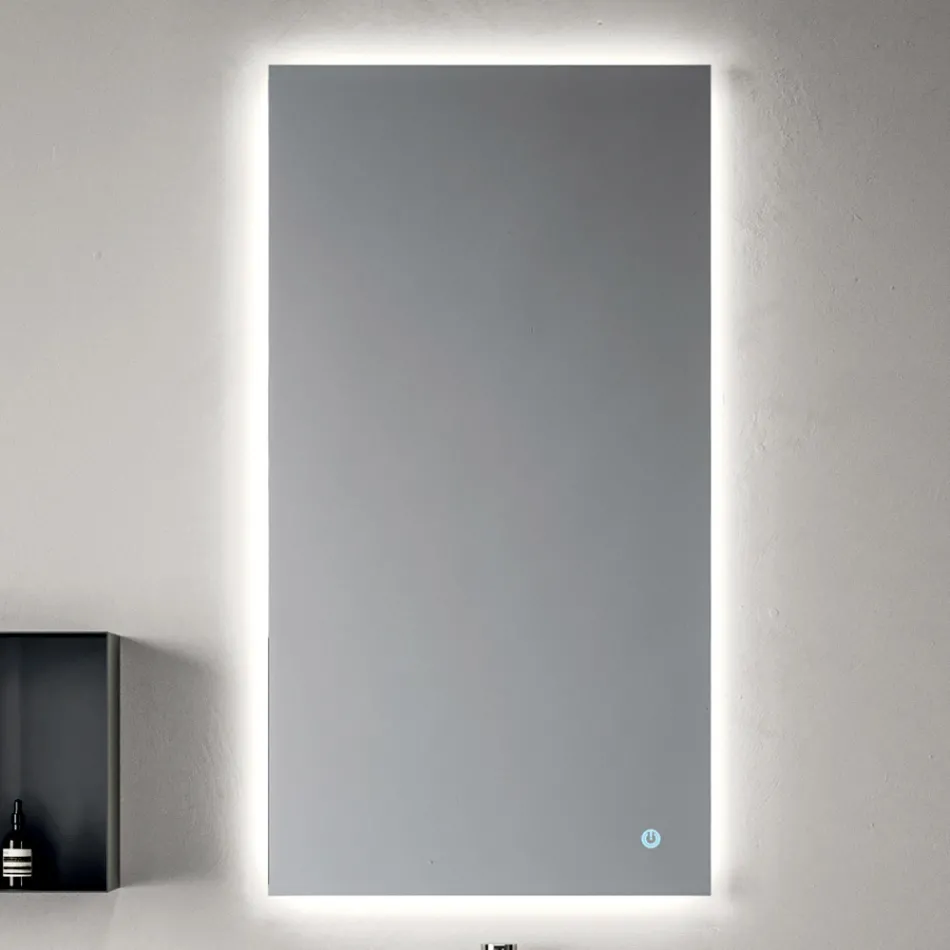 Badrumskomposition bestående av en hylla med handfat, väggskåp och spegel - Velaria Viadurini