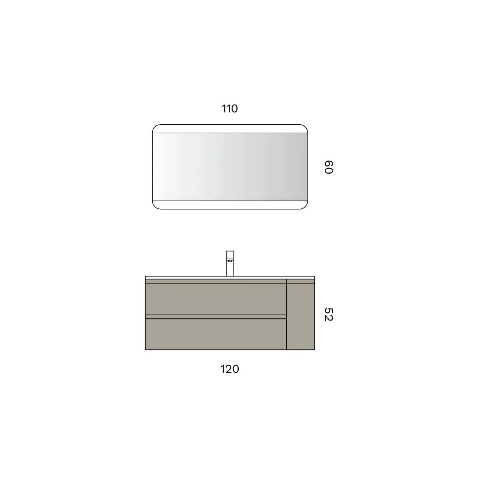 Badrumskomposition inklusive bas med 2 lådor och 1 dörr - Titan Viadurini