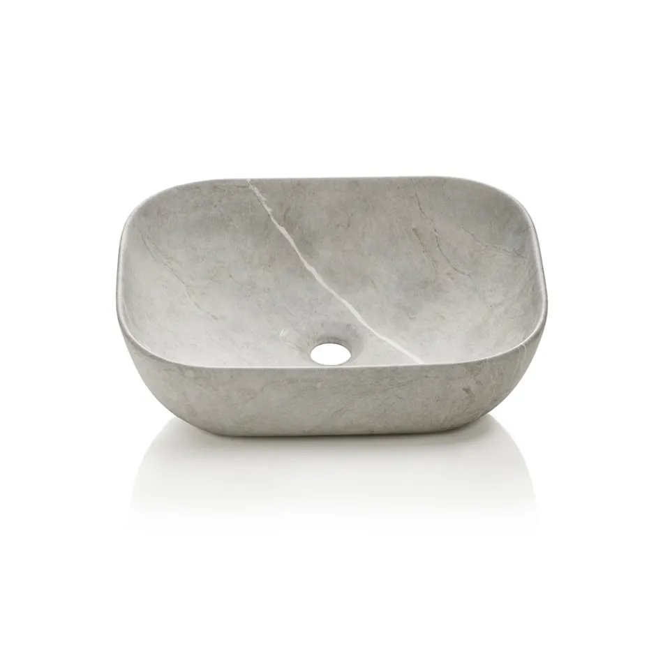 Badrumskomposition med 1 låda, 2 ekhyllor, handfat och spegel - Titan Viadurini