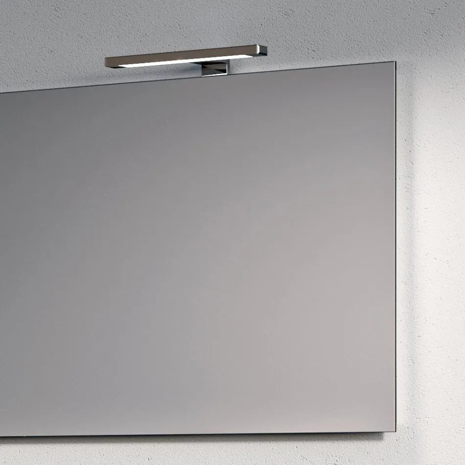 Badrumskomposition med 1 vit låda, spegel och Marquina HPL-hylla - Velaria Viadurini