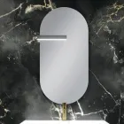 Badrumskomposition med 2 mattvita lådor, handfat och spegel - Elios Viadurini