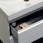 Badrumskomposition med 2 mattvita lådor, handfat och spegel - Elios Viadurini