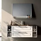 Badrumskomposition med 2 lådor och 2 öppna fack, spegel och handfat - Magnolia Viadurini