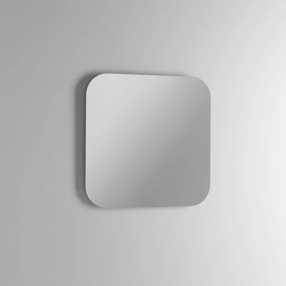 Badrumskomposition med 2 eklådor, handfat i keramik och spegel - Titan Viadurini