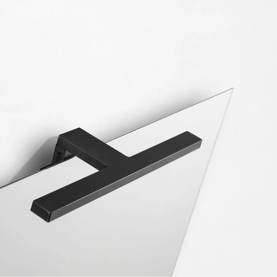 Badrumskomposition med 2 lådor, grått glashandfat och spegel - Elios Viadurini