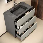 Badrumskomposition med 3 mattduvgrå lådor, spegel och handfat - Velaria Viadurini