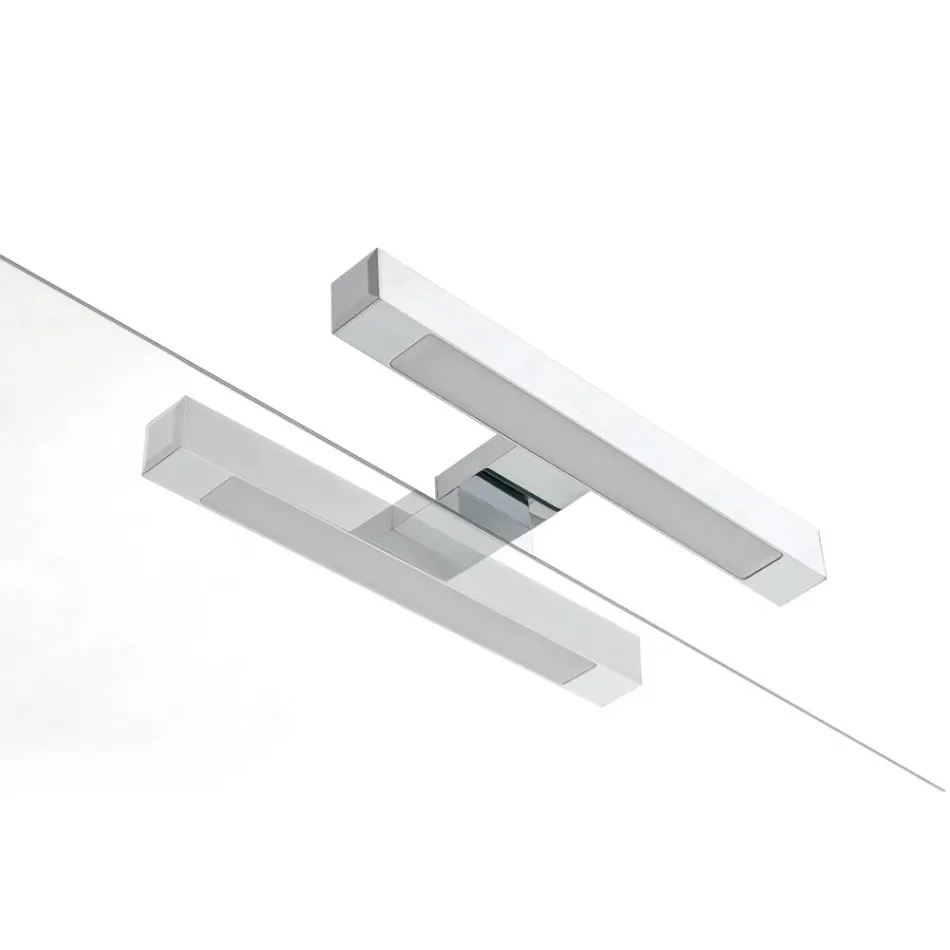 Badrumskomposition med 4 lådor, 2 handfat i keramik och spegel - Titan Viadurini