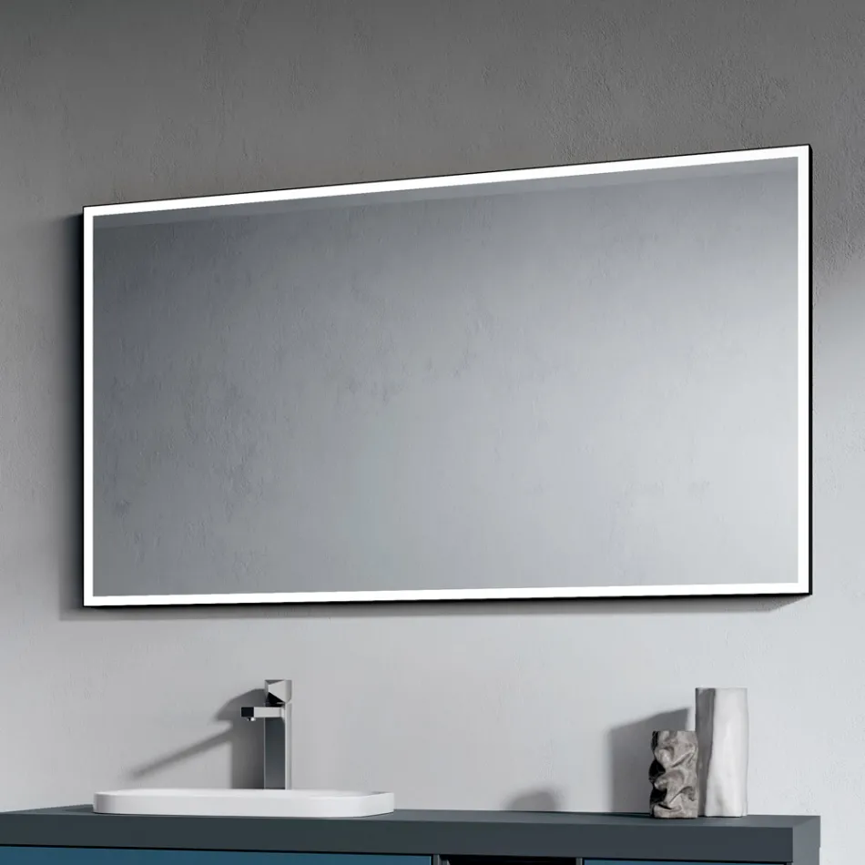 Badrumskomposition med 4 Avio blå lådor, spegel och handfat - Velaria Viadurini