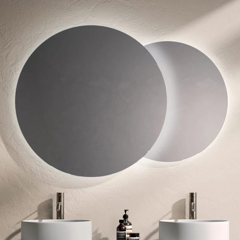 Badrumskomposition med 4 lådor i Rio Oak, spegel och handfat - Velaria Viadurini