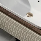 Badrumskomposition med 4 lådor, handfat, spegel och öppna hyllor - Elios Viadurini