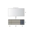 Badrumskomposition med 4 lådor, handfat, spegel och öppna hyllor - Elios Viadurini