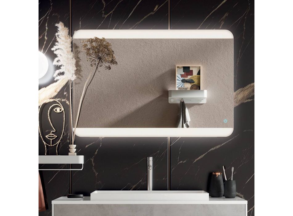 Badrumssammansättning med bas, spegel och hartstvättställ Tillverkad i Italien - Kilos Viadurini