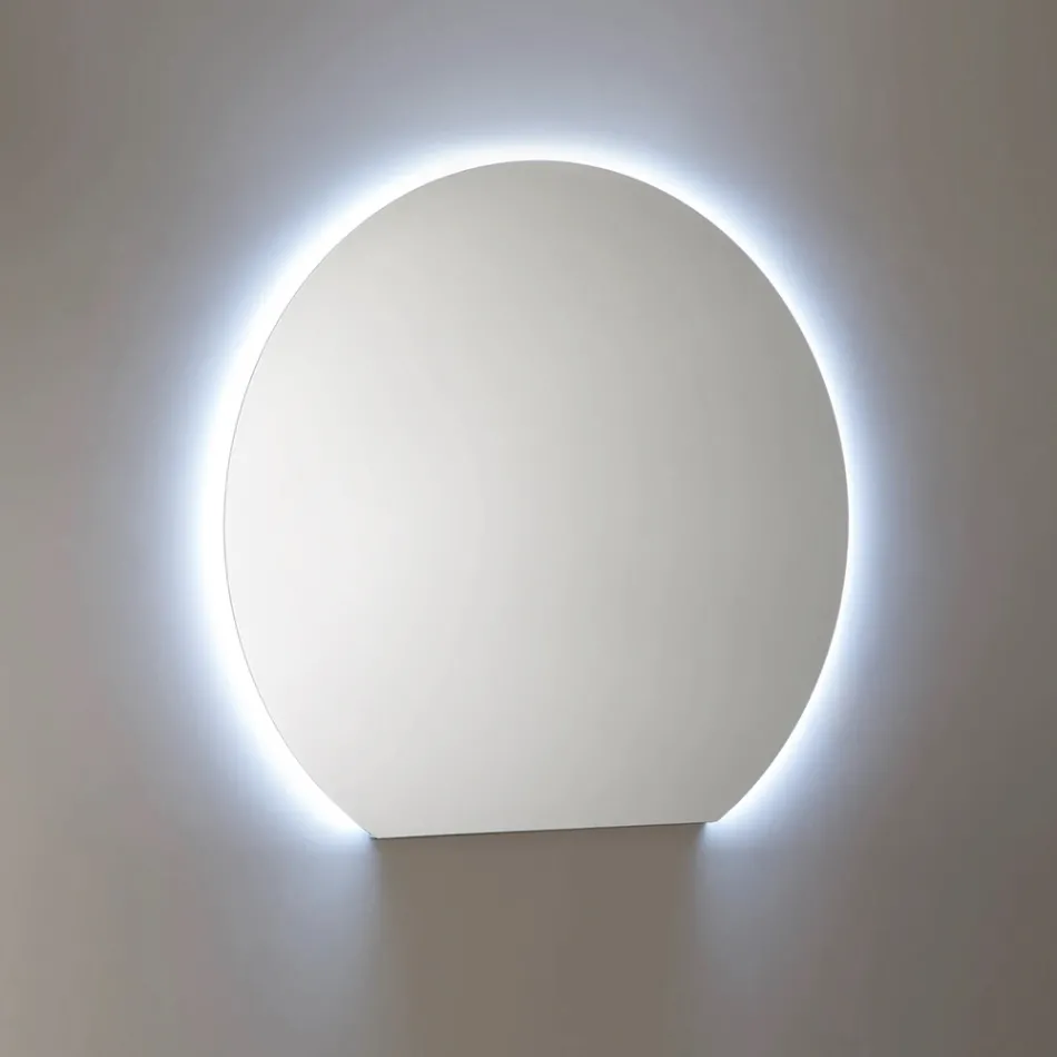 Badrumskomposition med lådor, handfat i keramik och LED-spegel - Elios Viadurini