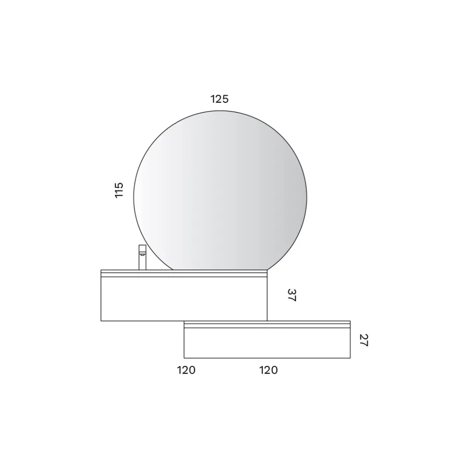 Badrumskomposition med lådor, handfat i keramik och LED-spegel - Elios Viadurini