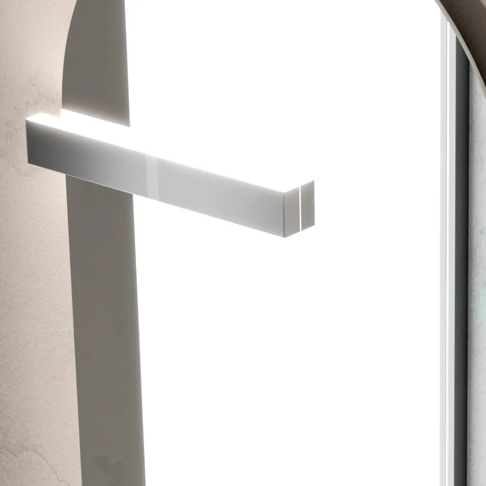 Badrumskomposition med låda, handfat, spegel, väggskåp och hyllplan - Elios Viadurini