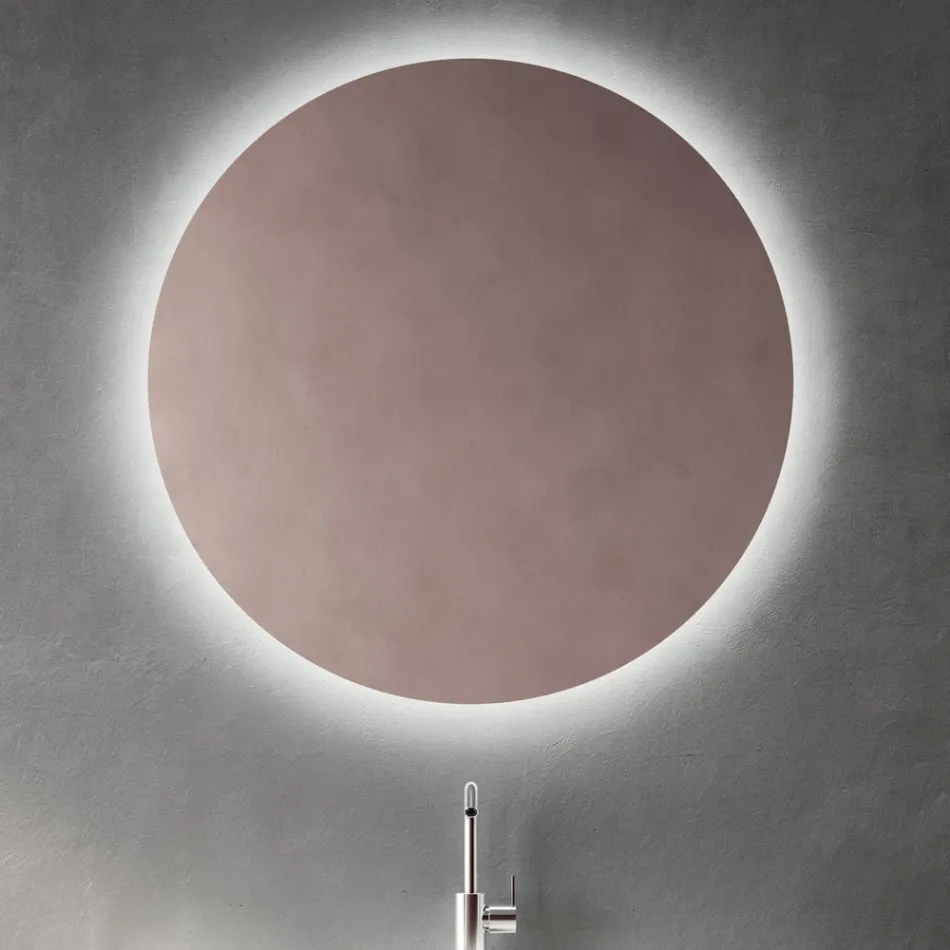 Badrumskomposition med puderrosa låda och Calacatta-handfat - Elios Viadurini