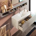 Badrumssammansättning med spegel och lampa, anti-skrapbas tillverkad i Italien - dröm Viadurini