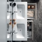 Badrumskomposition med spegel, dubbla handfat och bas Tillverkad i Italien - Kilos Viadurini