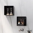 Badrumskomposition med spegel, hartstvättställ och bas Tillverkad i Italien - Palom Viadurini