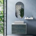 Badrumskomposition med oval spegel, bas och tvättställ Tillverkad i Italien - Kilos