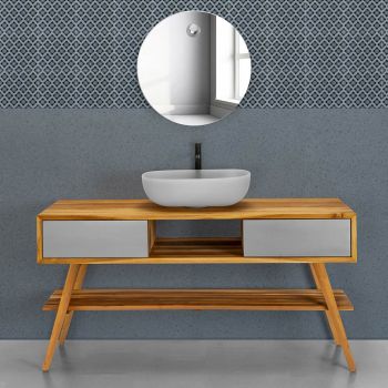 Grå design badrumskomposition komplett med emaljerade tillbehör - Georges