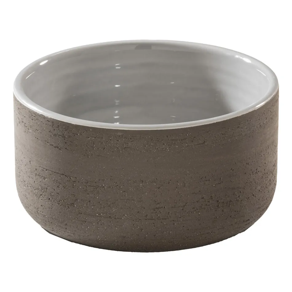 Grå badrumskomposition med spegel, teakskåp och tillbehör - Patryk Viadurini