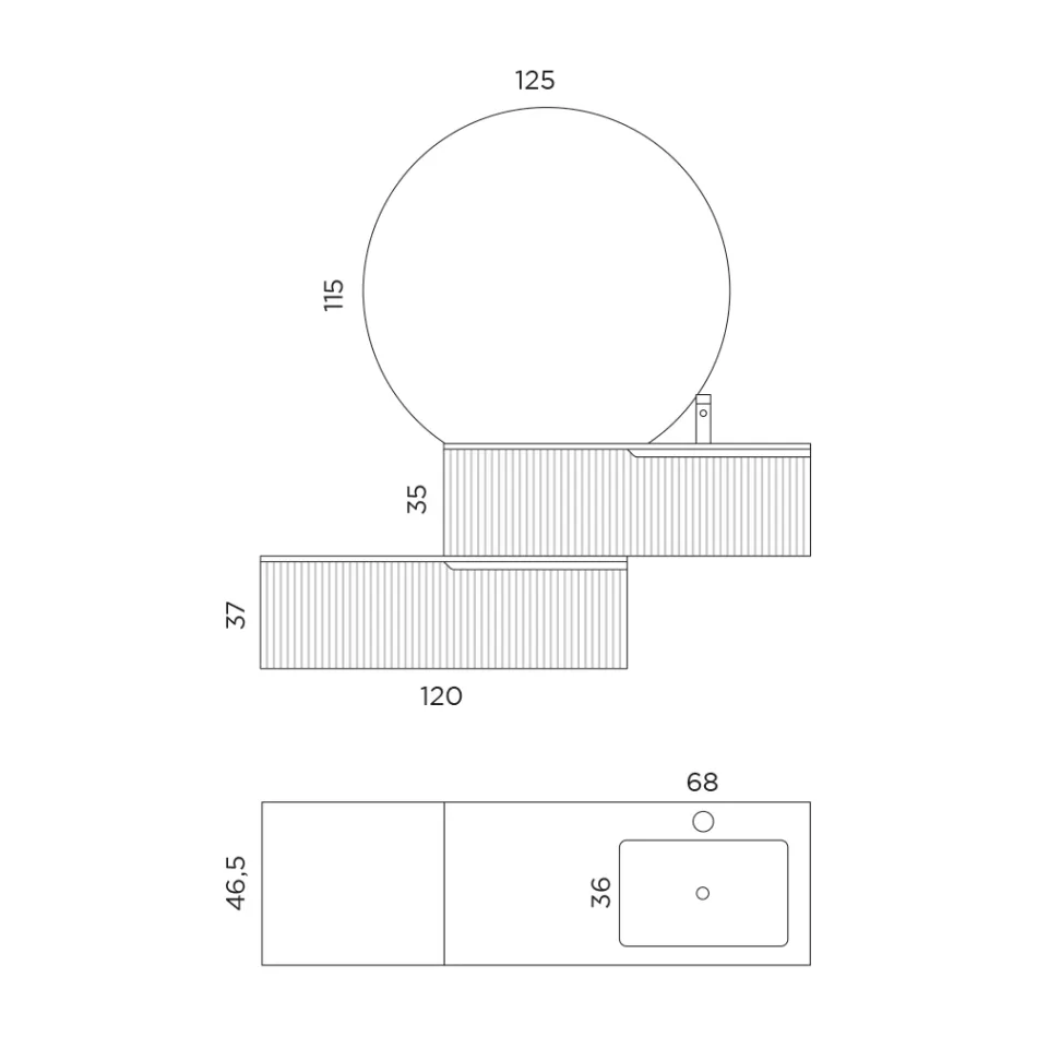 Badrumskomposition i Rio Oak och Cannettati Grey Made in Italy - Chrono Viadurini