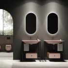 Badrumssammansättning Tvättställ i keramik och spegel Tillverkad i Italien - Chantal Viadurini