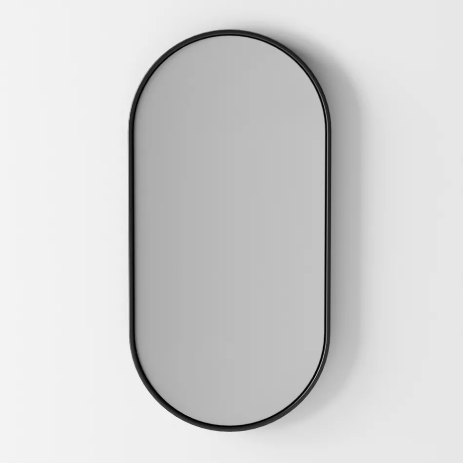 Badrumssammansättning Tvättställ i keramik och spegel Tillverkad i Italien - Hoscar Viadurini