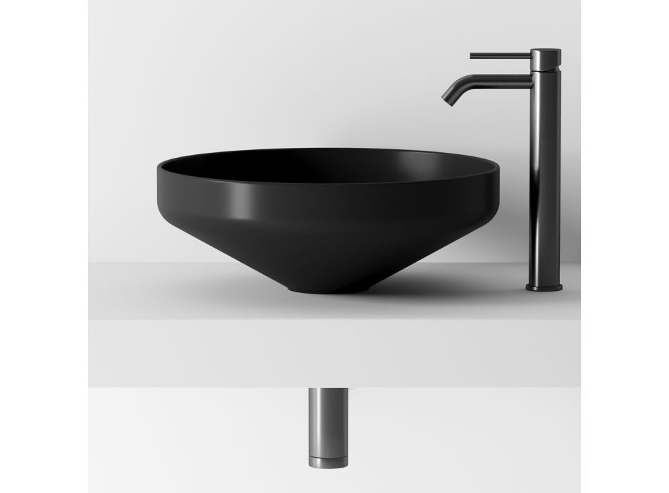 Badrumssammansättning Tvättställ i keramik och spegel Tillverkad i Italien - Hoscar Viadurini