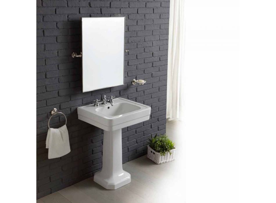 Sammansättningen av badrum sink i vitt keramiskt kolonn Ania Viadurini