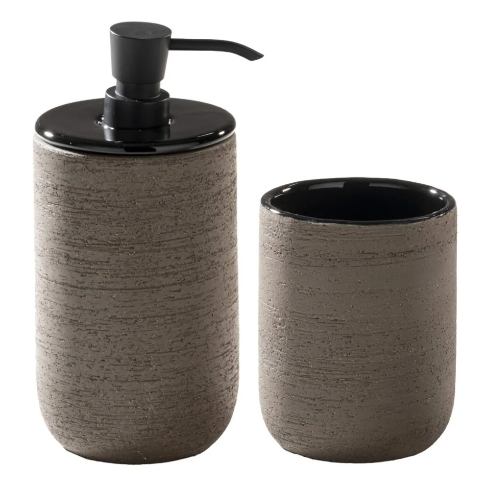 Modern svart badrumskomposition på marken inklusive tillbehör - Georges Viadurini