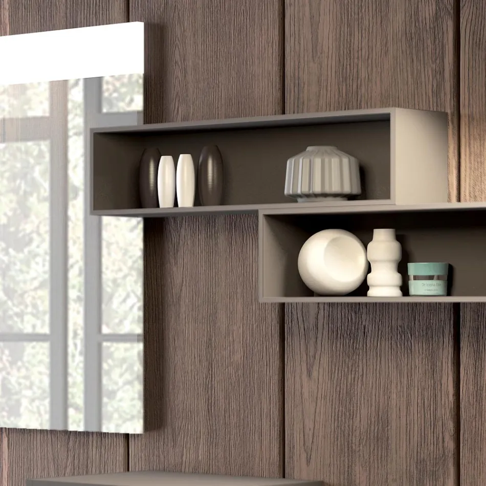 Upphängd badrumskomposition i rökgrå fenix tillverkad i Italien, Neapel Viadurini