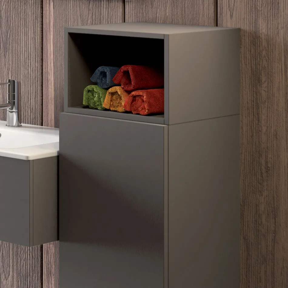 Upphängd badrumskomposition i rökgrå fenix tillverkad i Italien, Neapel Viadurini