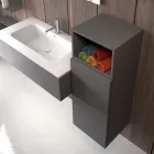 Upphängd badrumskomposition i rökgrå fenix tillverkad i Italien, Neapel Viadurini