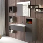 Upphängd badrumskomposition i rökgrå fenix tillverkad i Italien, Neapel Viadurini