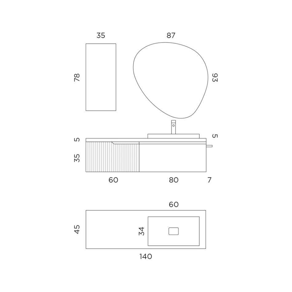 Salvia grön och Cannettato ek badrumskomposition Tillverkad i Italien - Uranus Viadurini