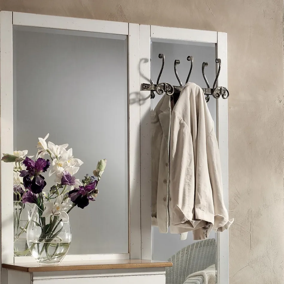 Entrékomposition i tvåfärgat vitt vax och topp i naturträ - Fatuo Viadurini