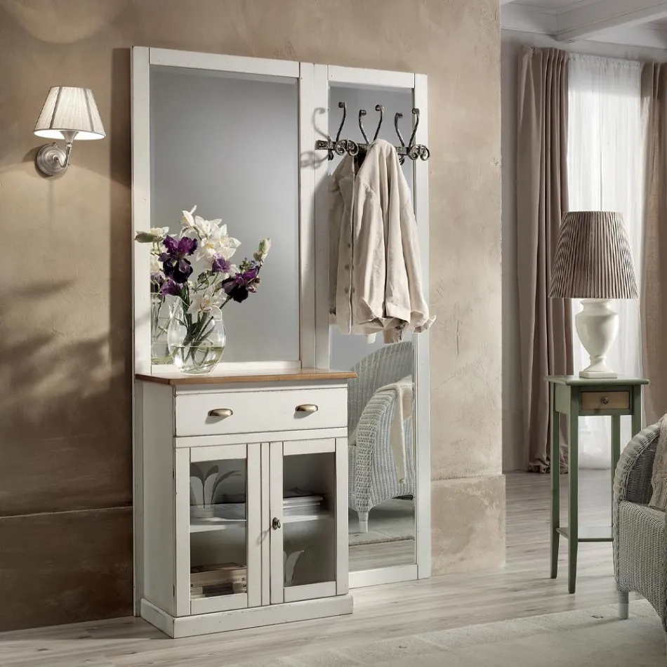 Entrékomposition i tvåfärgat vitt vax och topp i naturträ - Fatuo Viadurini