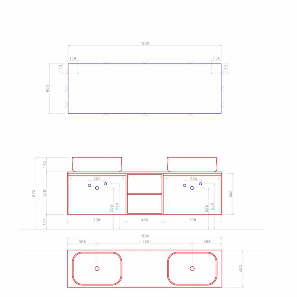 Modern badrumskomposition för design, gjord i Italien - Callisi14 Viadurini