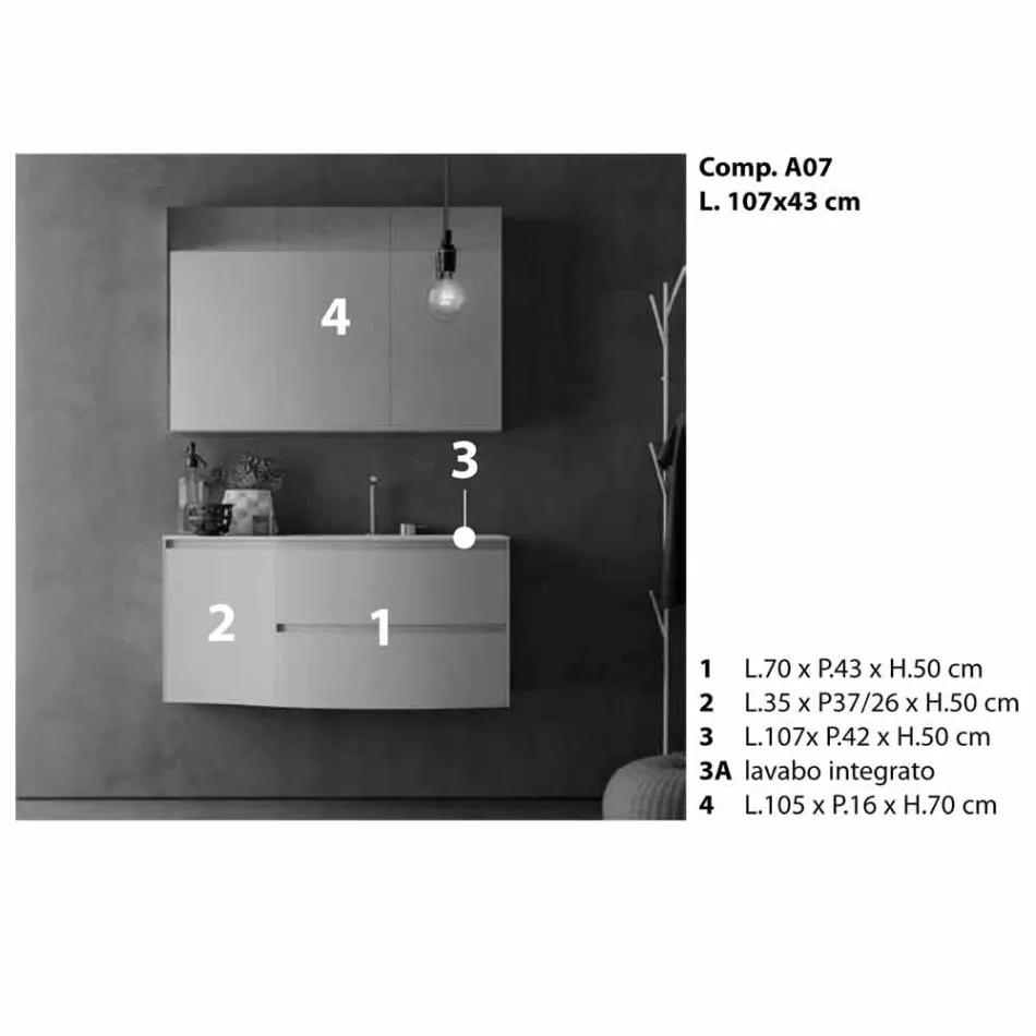 Modern och upphängd badrumskomposition tillverkad i Italien Design - Callisi7 Viadurini
