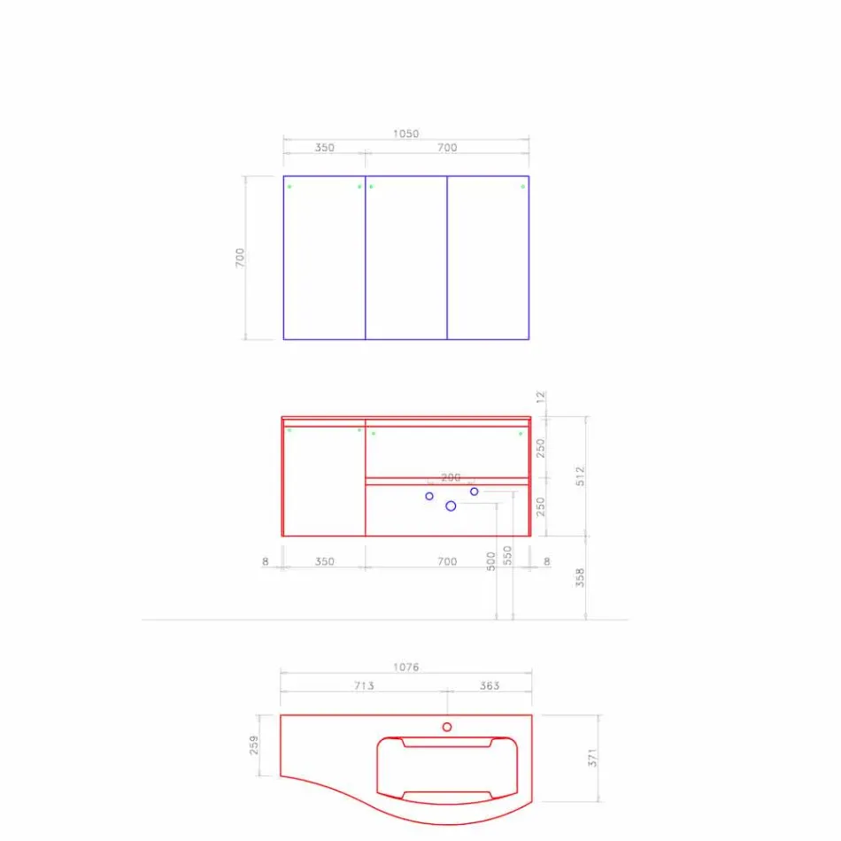 Modern och upphängd badrumskomposition tillverkad i Italien Design - Callisi7 Viadurini