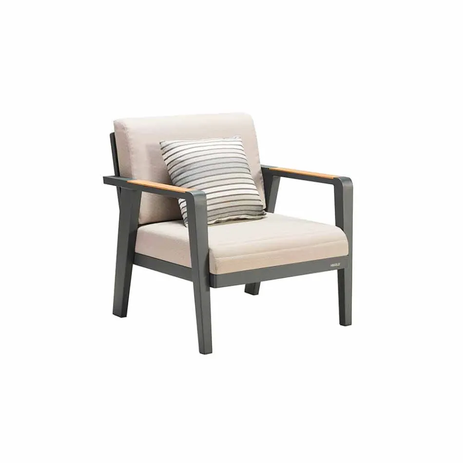 Utomhuskomposition 3-sits soffa, 2 fåtöljer och soffbord - Moira Viadurini