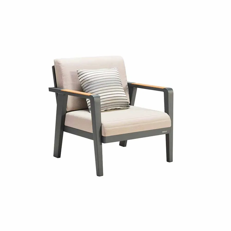 Trädgårdskomposition 2-sits soffa, 2 fåtöljer och soffbord - Moira Viadurini